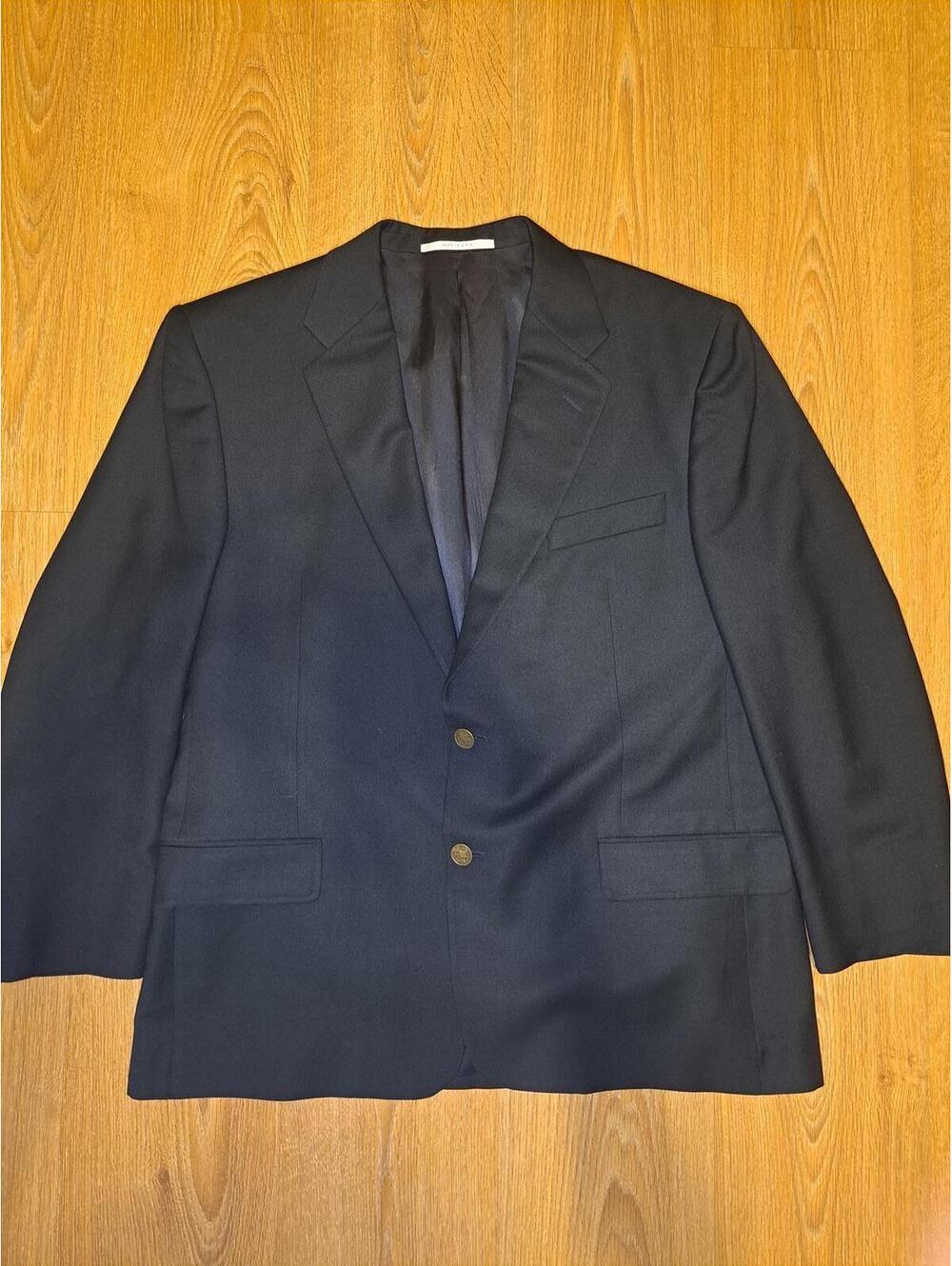 VINTAGE Hickey Freeman Blazer 44R Black Bronze Buttons Wool
